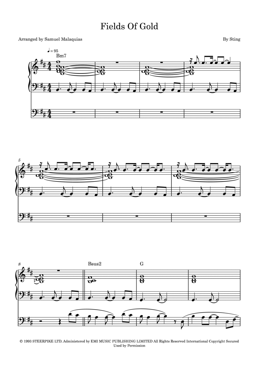 Fields Of Gold Fields Of Gold Piano scores gallery preview page 1