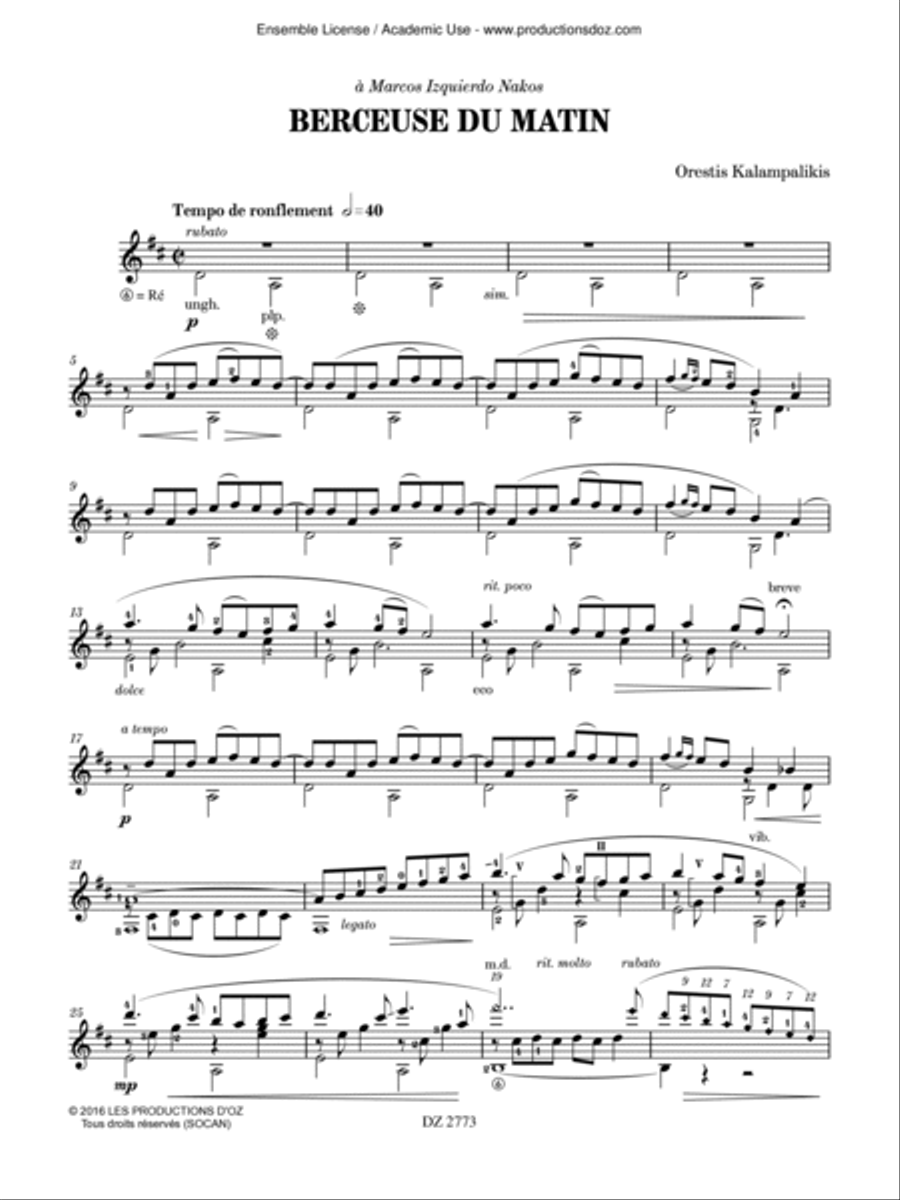 Berceuse du matin Classical Guitar scores gallery preview page 2