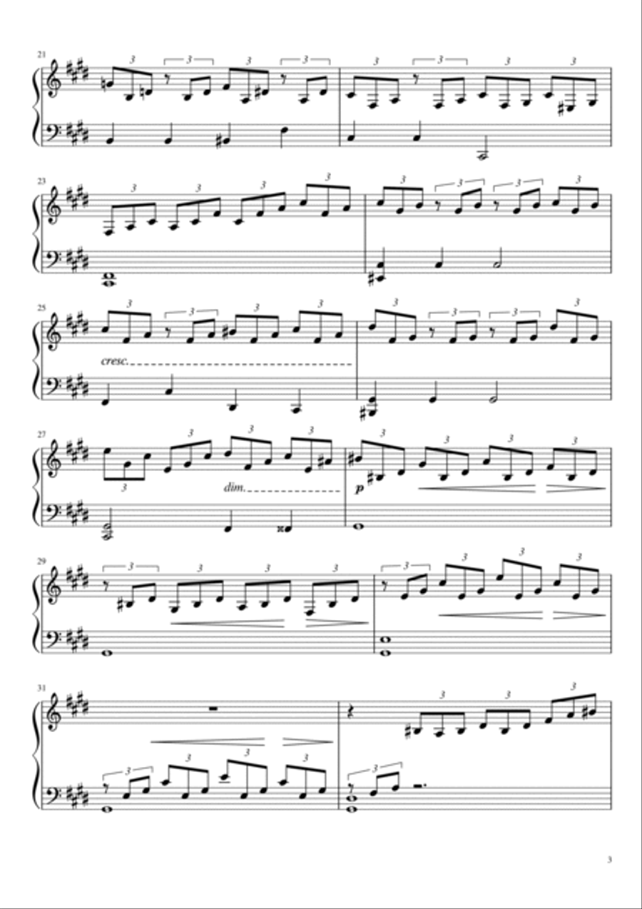 Beethoven - Moonlight Sonata (easy piano sheet) Easy Piano scores gallery preview page 3