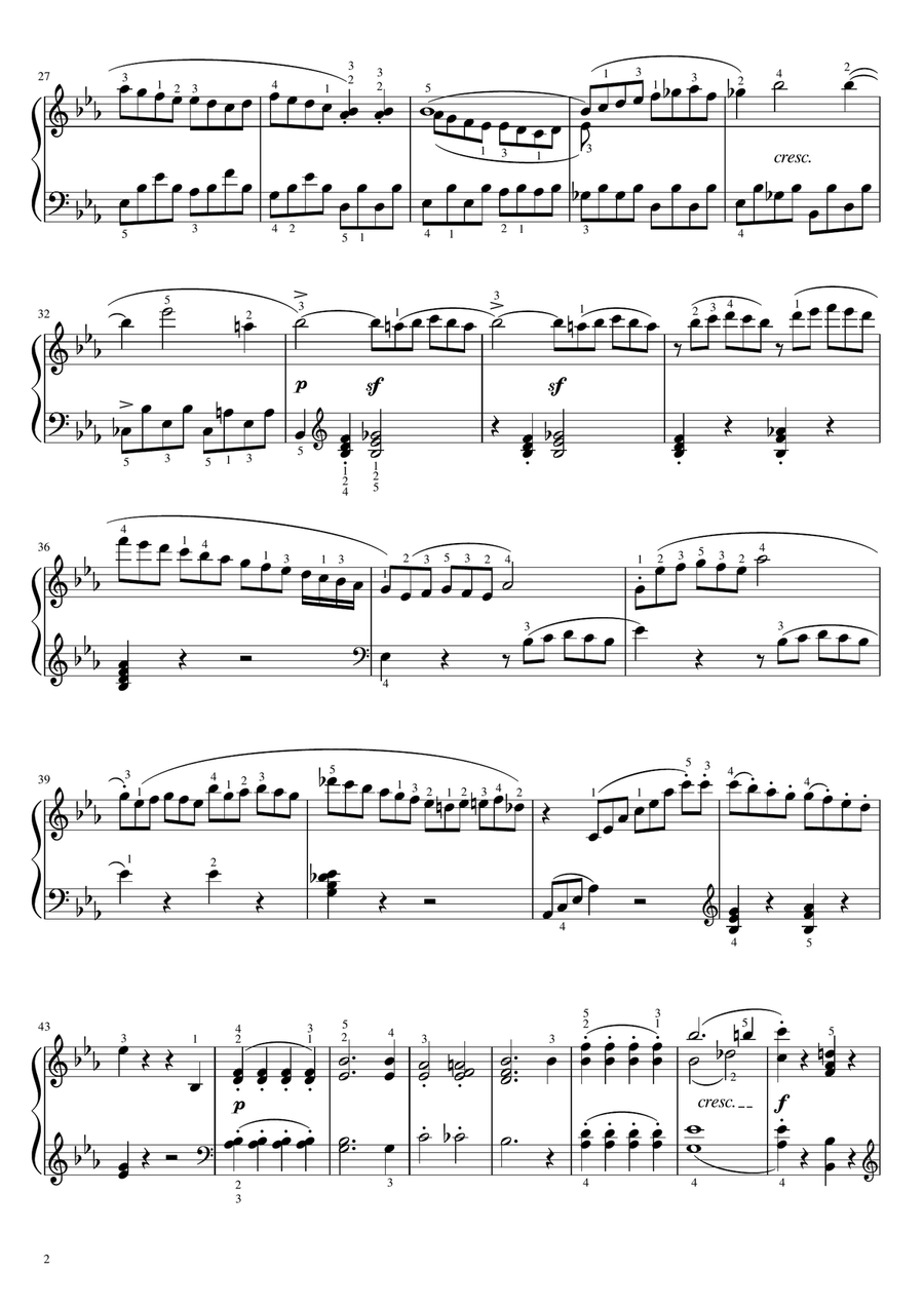Beethoven - Piano Sonata No. 8, “Pathétique”, 3rd Movement Op.13 - Original With Fingered Piano Solo scores gallery preview page 2