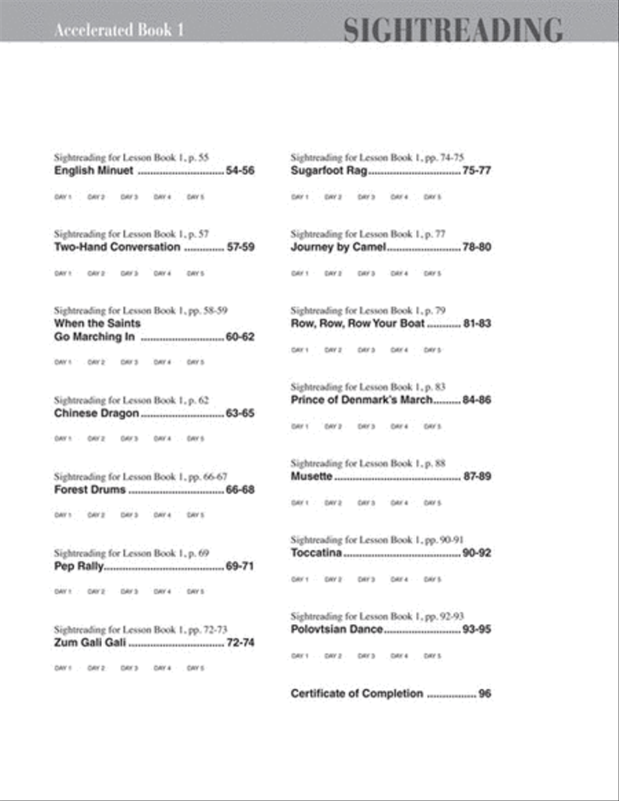 Accelerated Piano Adventures Sightreading Book 1 Piano Method scores gallery preview page 3