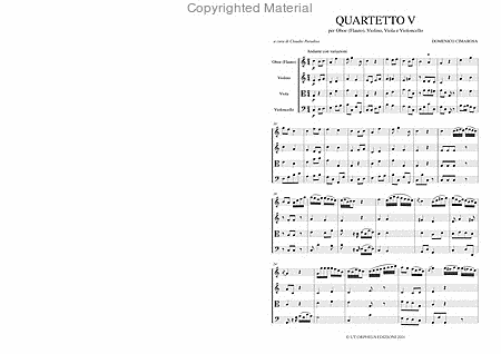Quartet No. 5 in C Major for Oboe (Flute), Violin, Viola and Violoncello