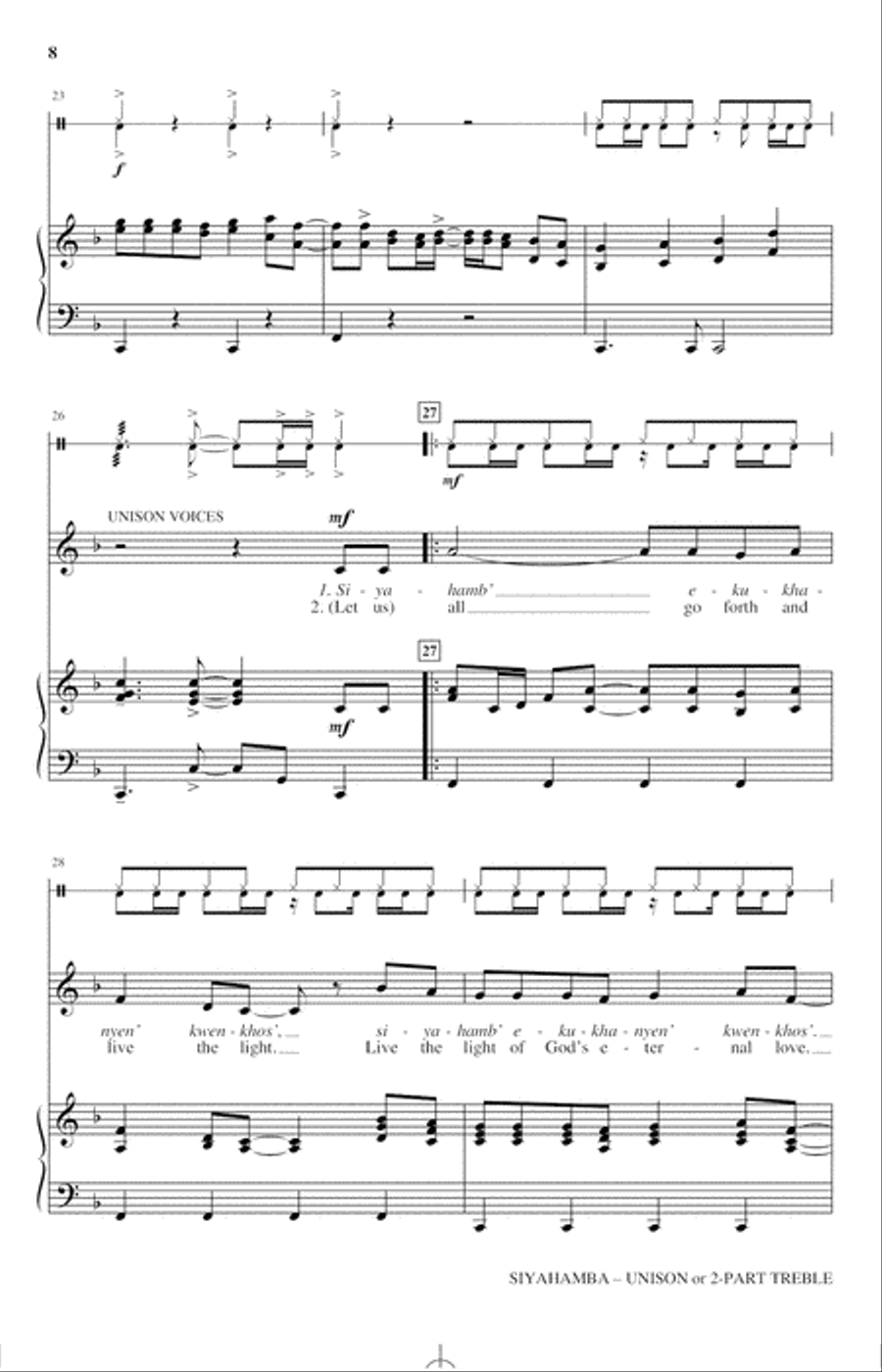 Siyahamba Unison Choir scores gallery preview page 6