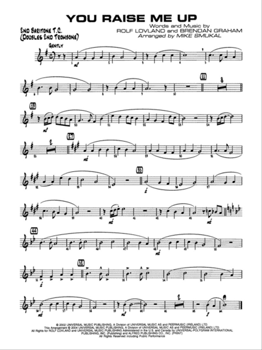 You Raise Me Up: 2nd Baritone T.C. Jazz Ensemble scores gallery preview page 1