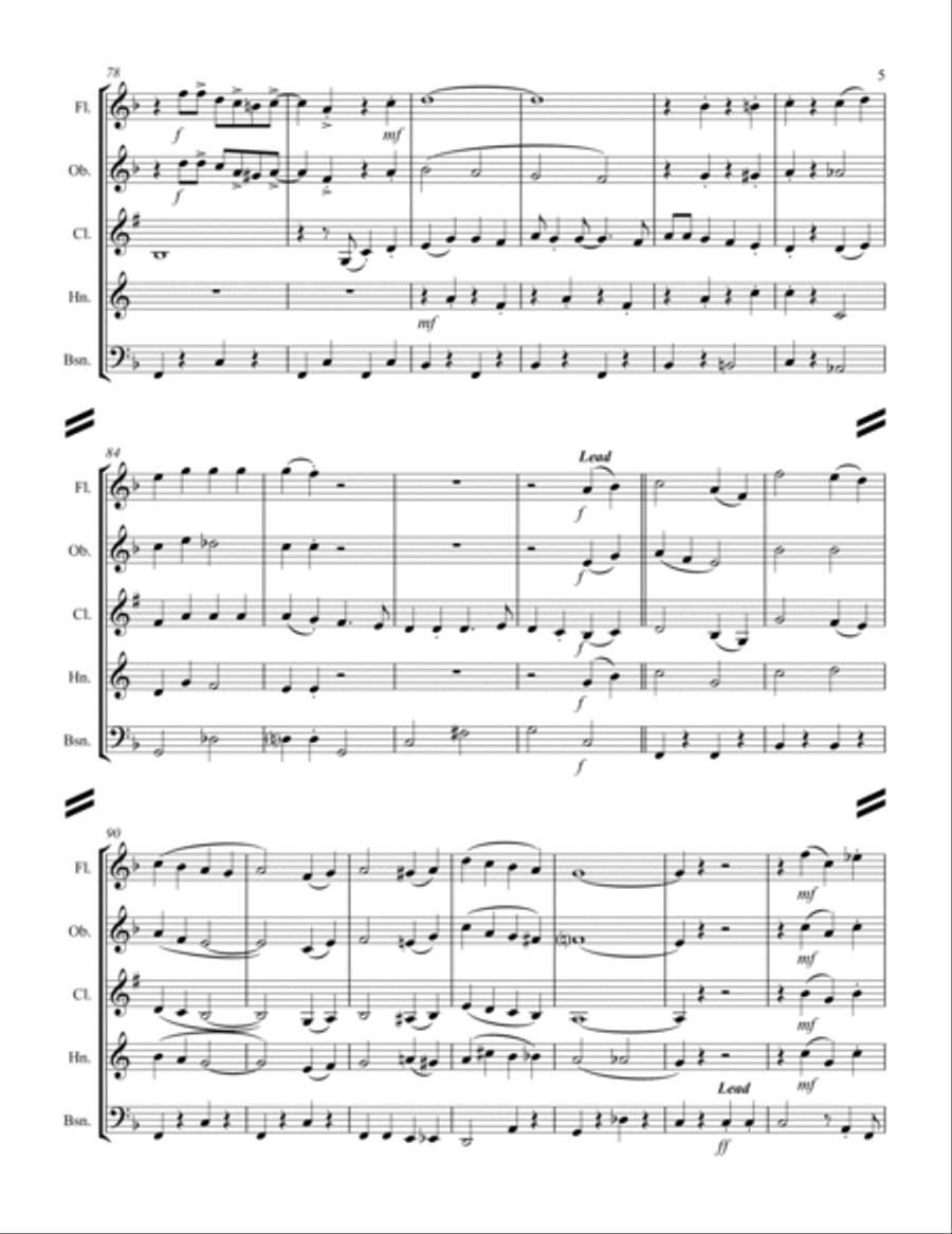 (There's No Place Like) Home For The Holidays Woodwind Quintet scores gallery preview page 6