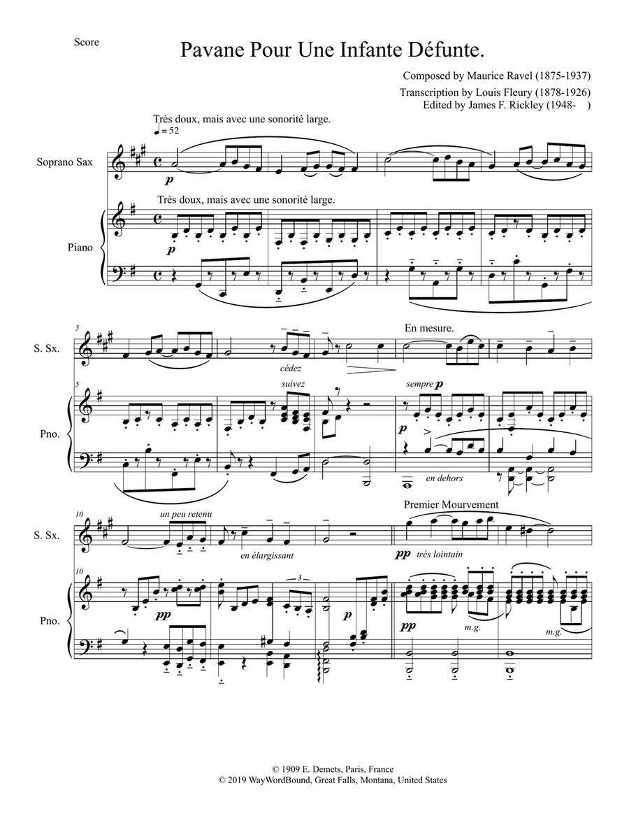 Pavane Pour Une Infante Defunte Soprano Saxophone scores gallery preview page 6