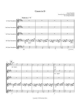 Canon in D (Pachelbel) (D) (Tenor Saxophone Quintet)