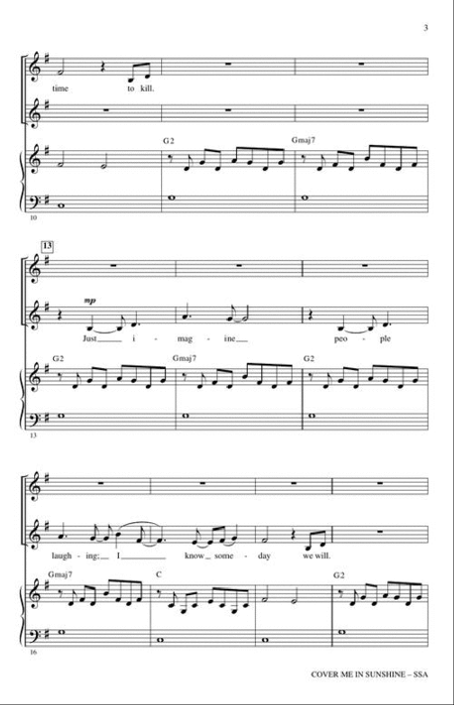 Cover Me in Sunshine Cover Me in Sunshine SSA scores gallery preview page 4