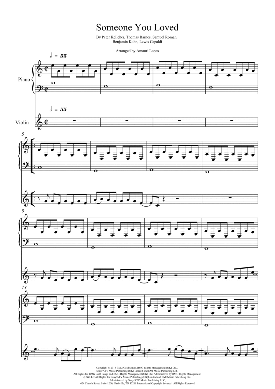 Someone You Loved Someone You Loved Violin Solo scores gallery preview page 1