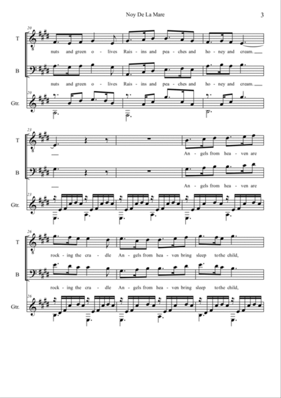 3 Catalan Carols For Voice & Guitar-A Mother's Child Small Ensemble scores gallery preview page 6