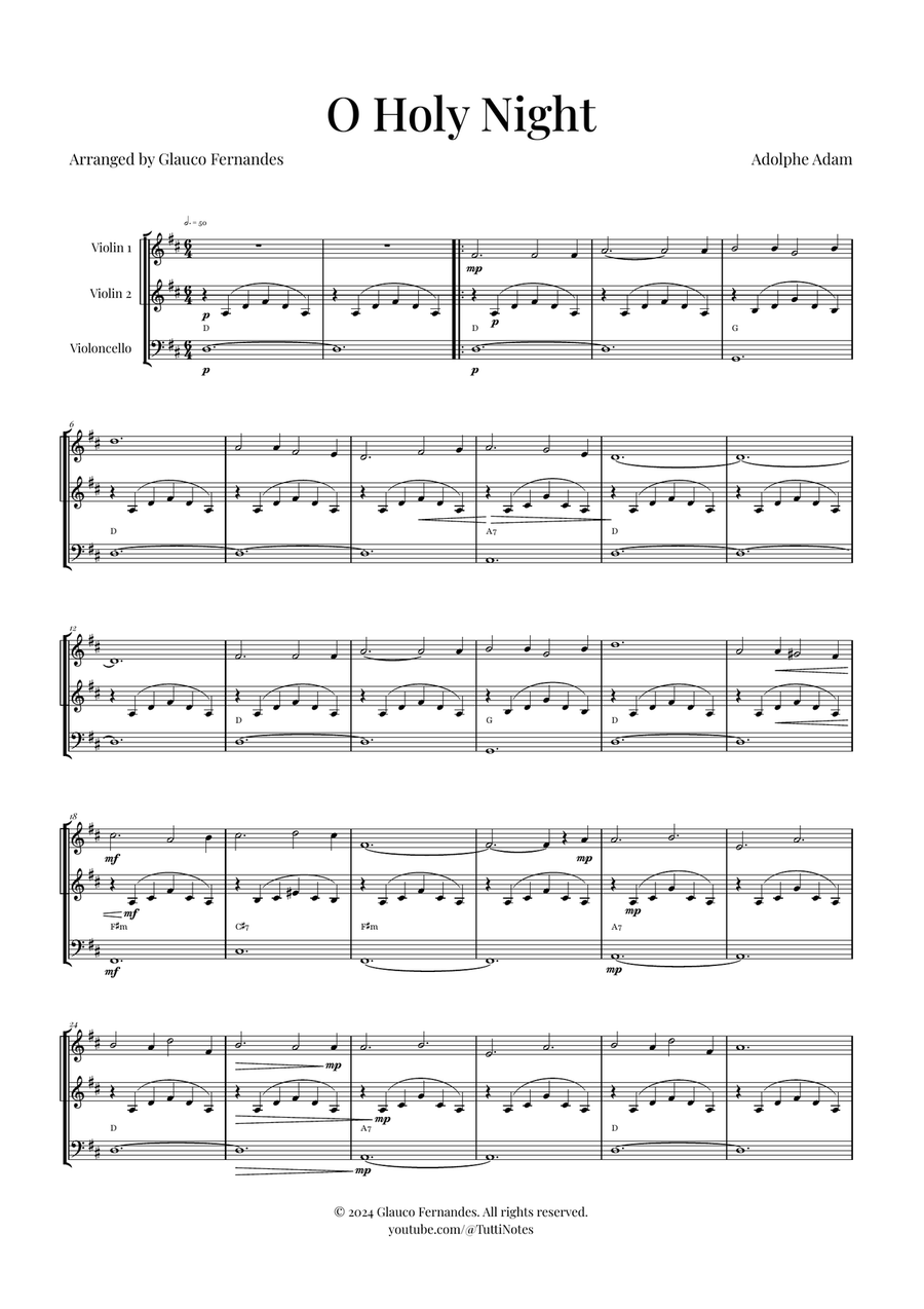 O Holy Night | Two Violins & Cello String Trio scores gallery preview page 1