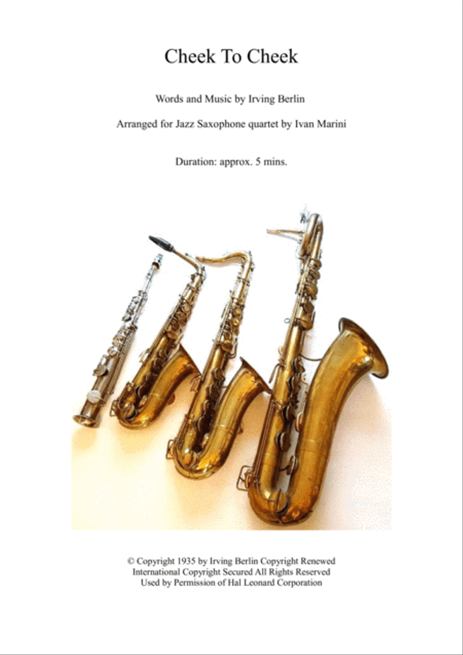 Cheek To Cheek Saxophone Quartet scores gallery preview page 1