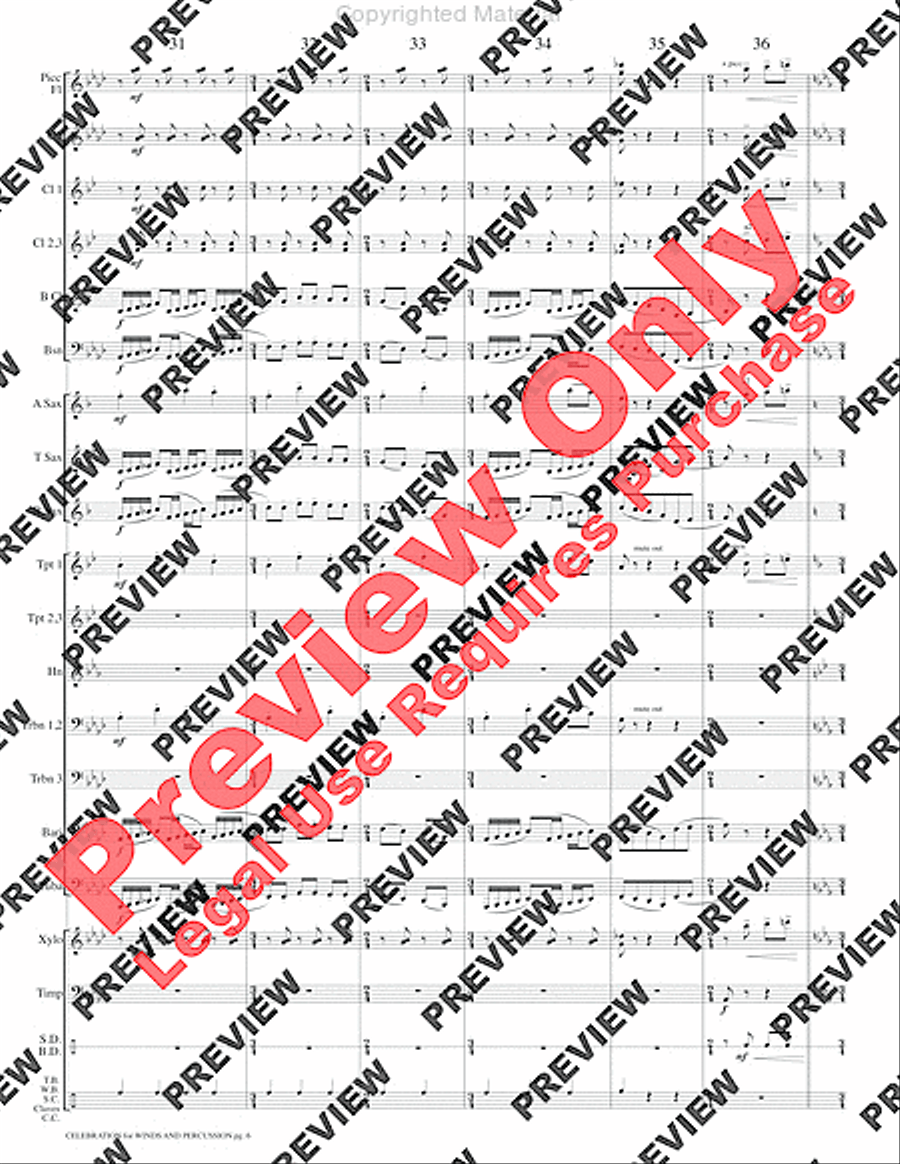 Celebration for Winds and Percussion Concert Band scores gallery preview page 9
