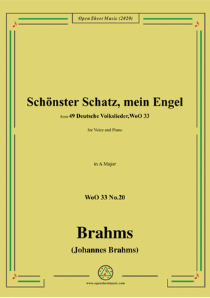 Brahms-Schönster Schatz,mein Engel,WoO 33 No.20,in A Major,for Voice&Piano