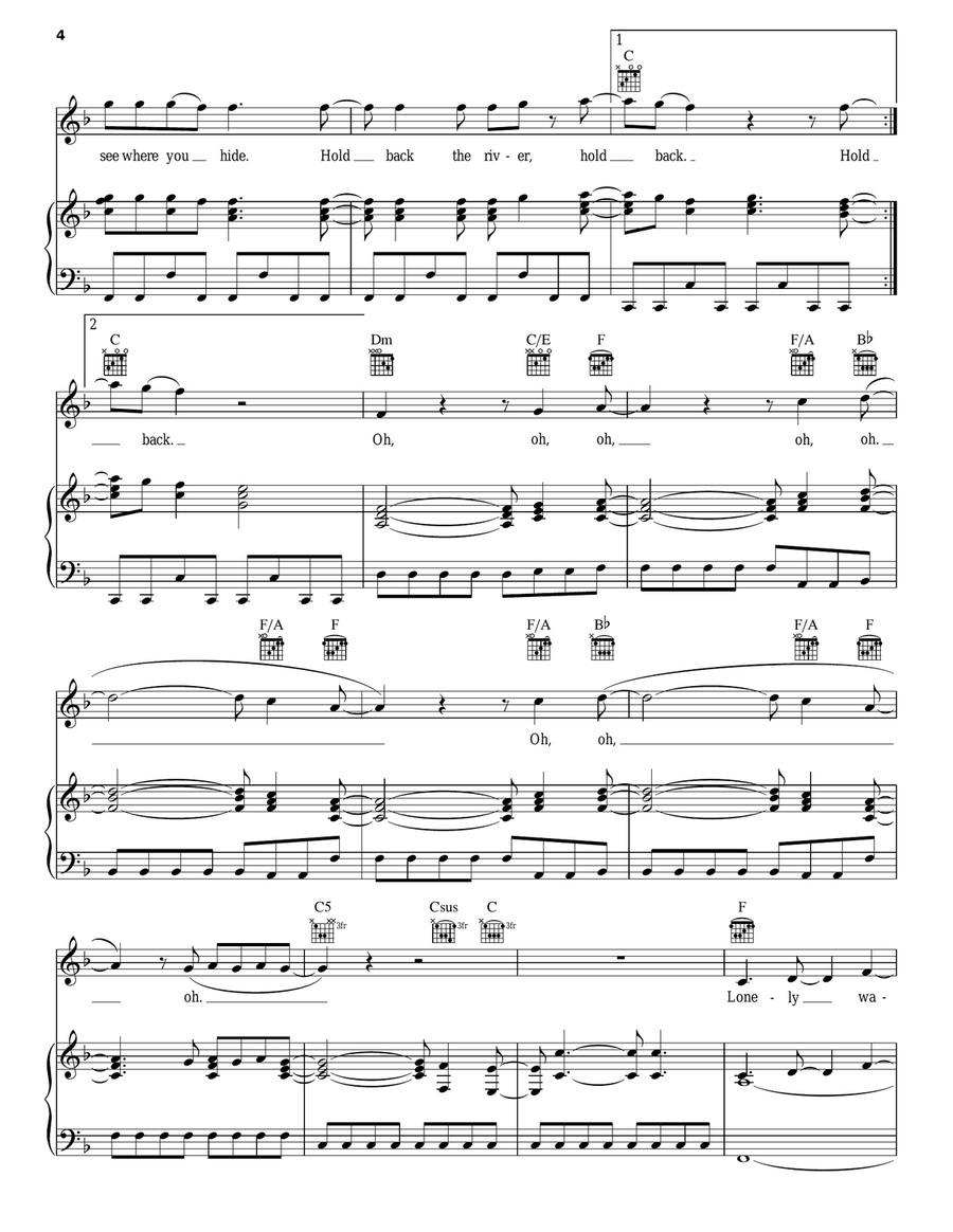 Hold Back The River Piano, Vocal, Guitar scores gallery preview page 4