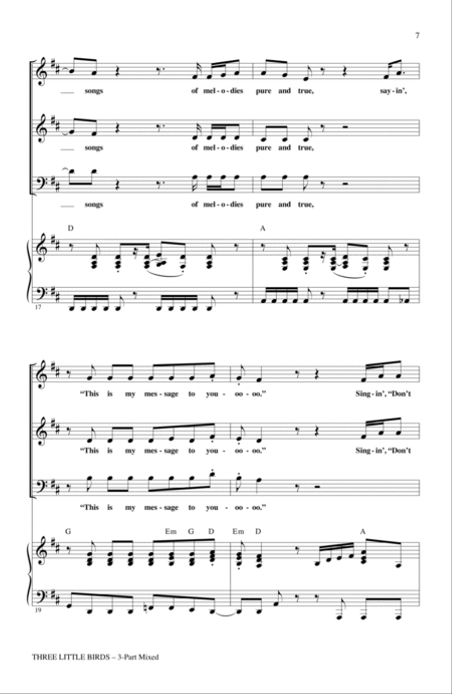 Three Little Birds (arr. Audrey Snyder) 3-Part scores gallery preview page 5