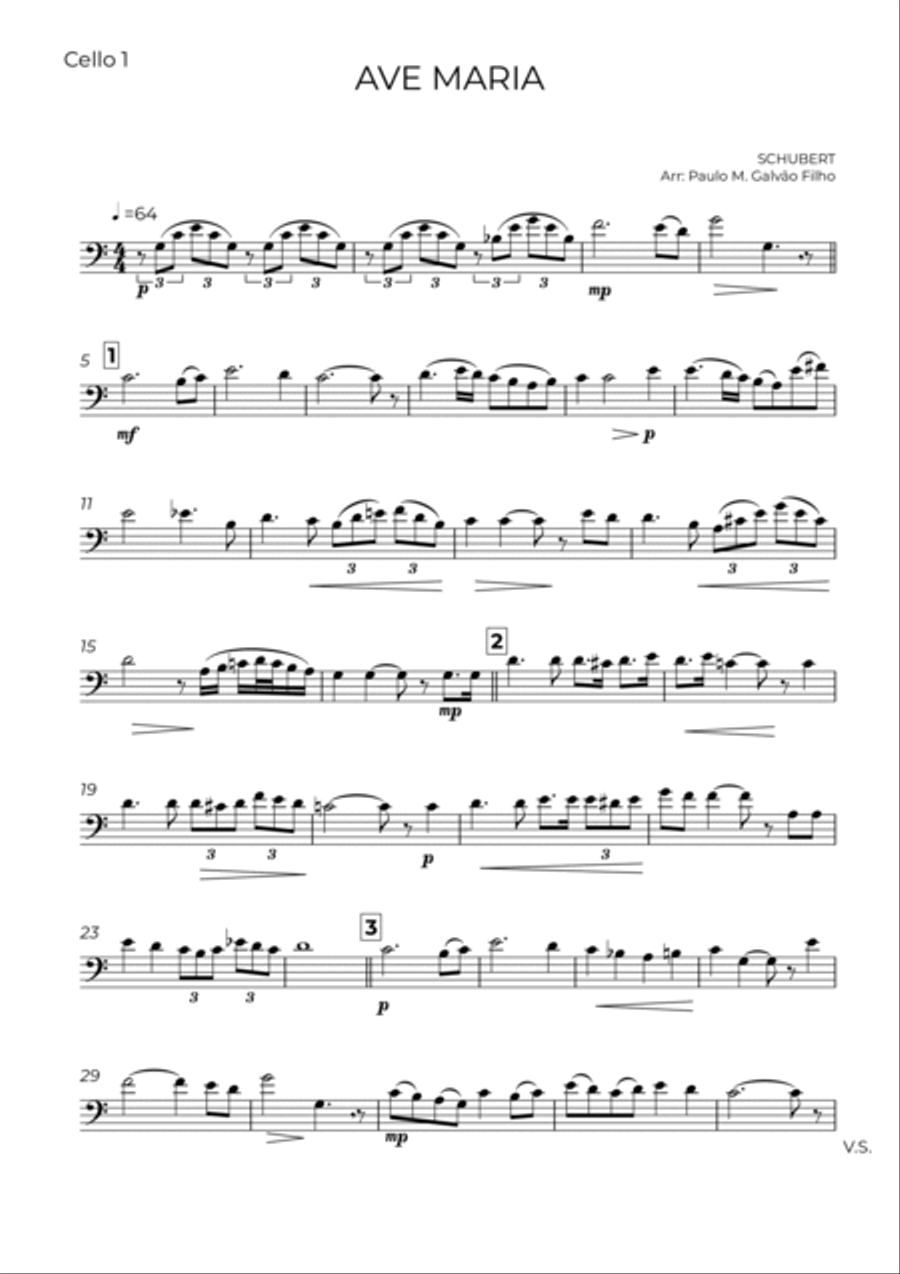 AVE MARIA - SCHUBERT - CELLO TRIO String Trio scores gallery preview page 6