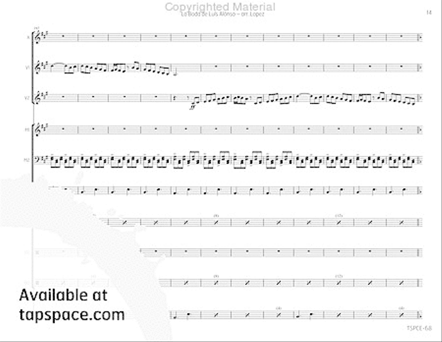 La Boda de Luis Alonso Percussion Ensemble scores gallery preview page 18