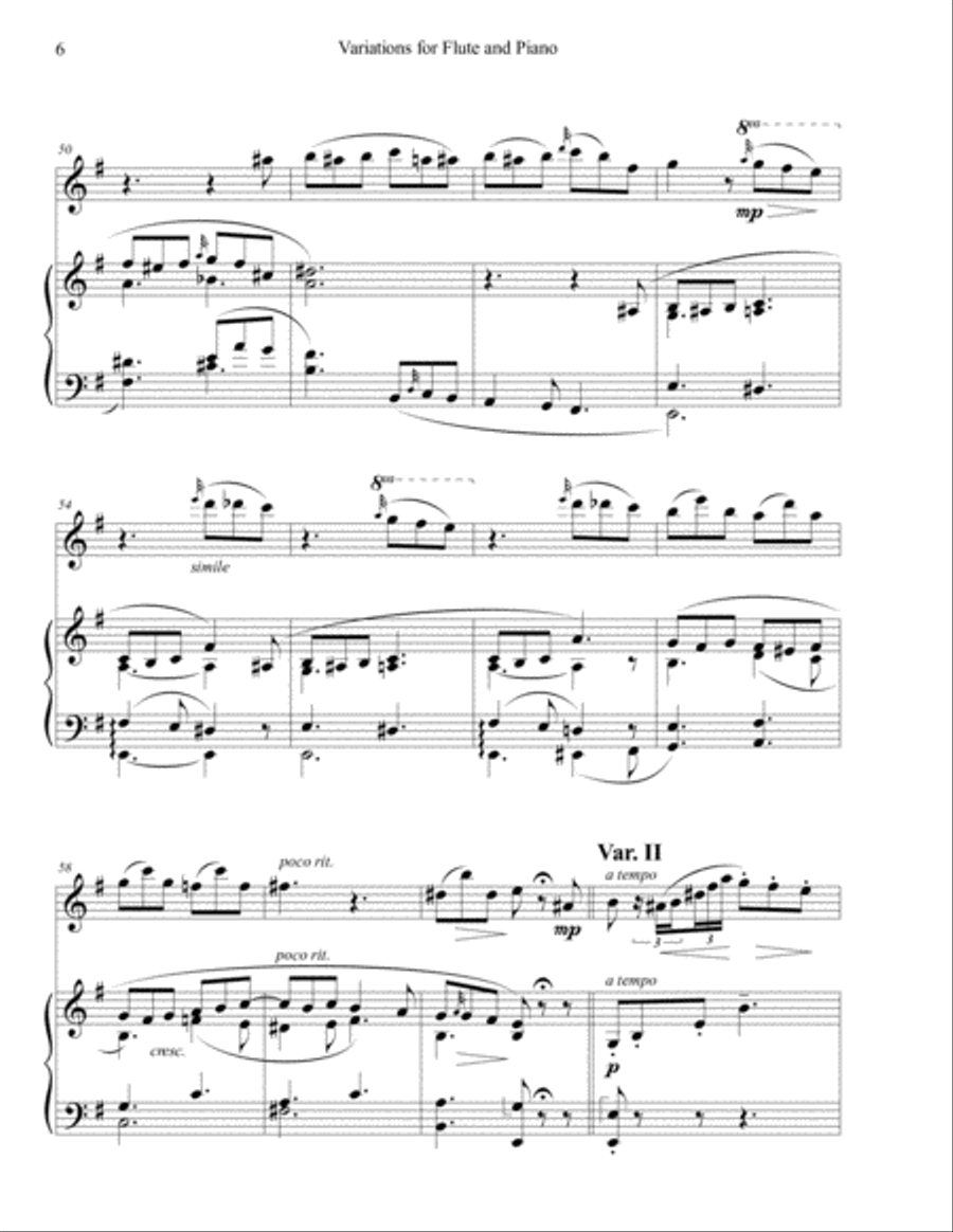 Variations for Flute and Piano Flute Solo scores gallery preview page 6