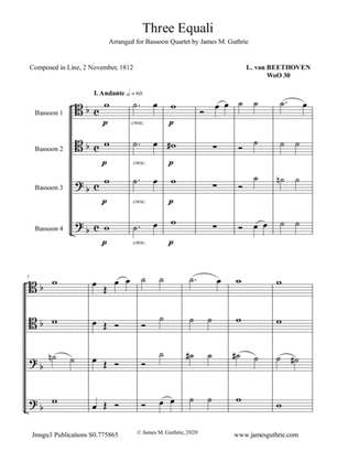 Beethoven: Three Equali WoO 30 for Bassoon Quartet