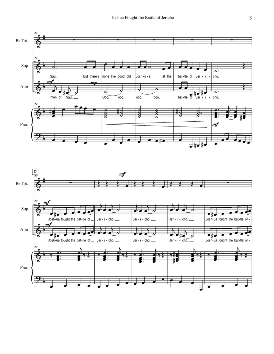 Joshua Fought the Battle of Jericho 2-Part scores gallery preview page 4