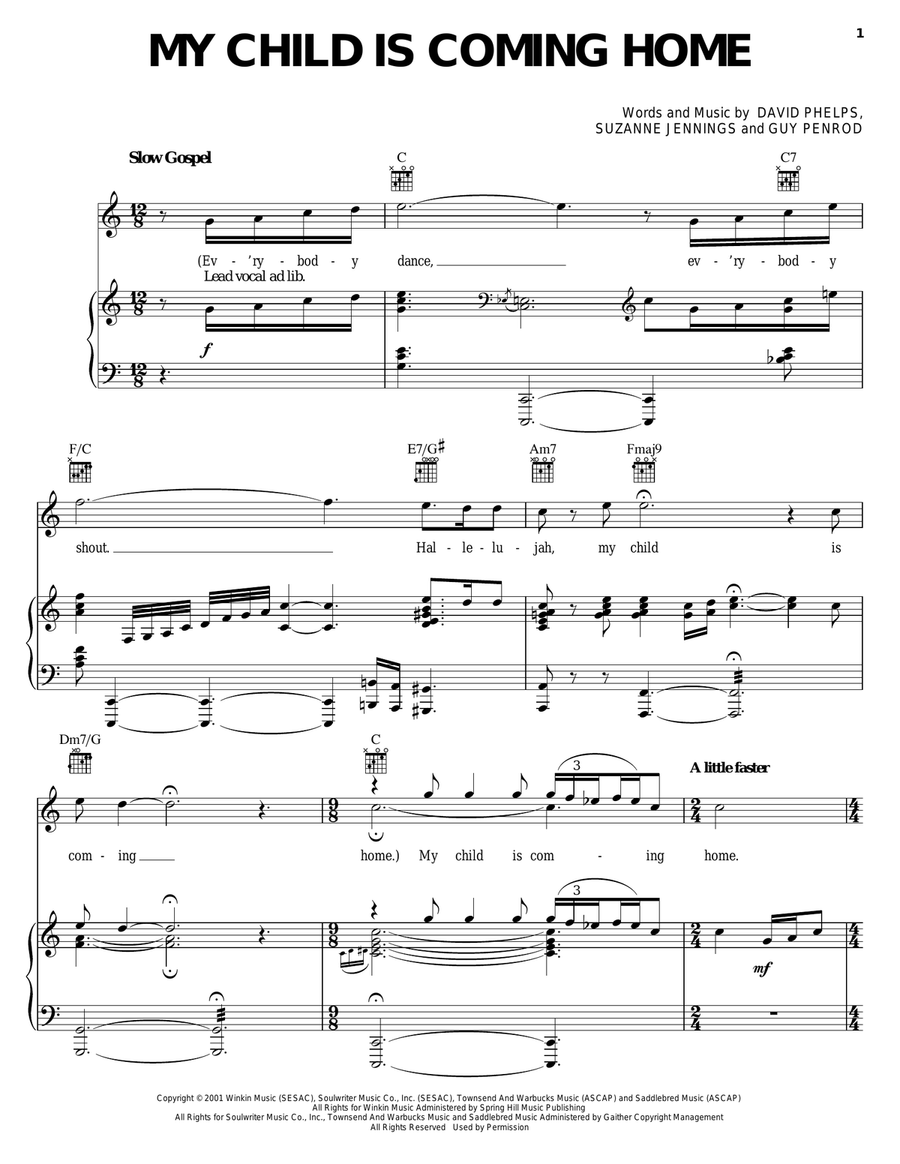 My Child Is Coming Home My Child Is Coming Home Piano, Vocal, Guitar scores gallery preview page 1
