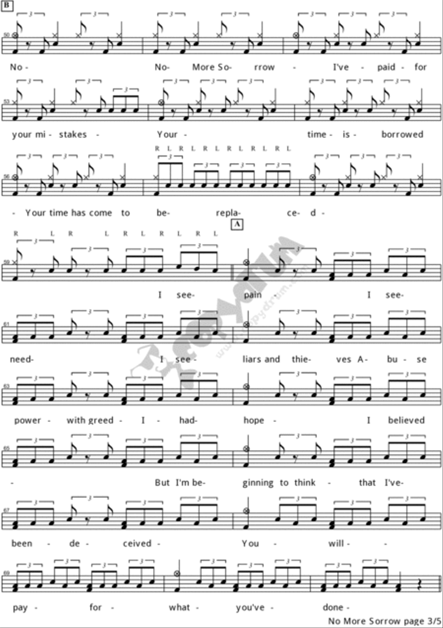 No More Sorrow Drum Set scores gallery preview page 3