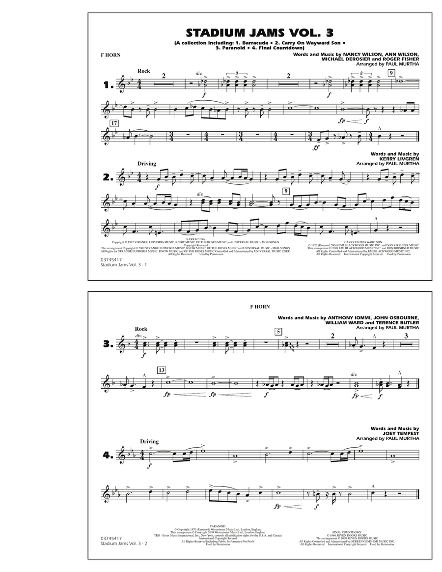 Stadium Jams - Volume 3 - F Horn