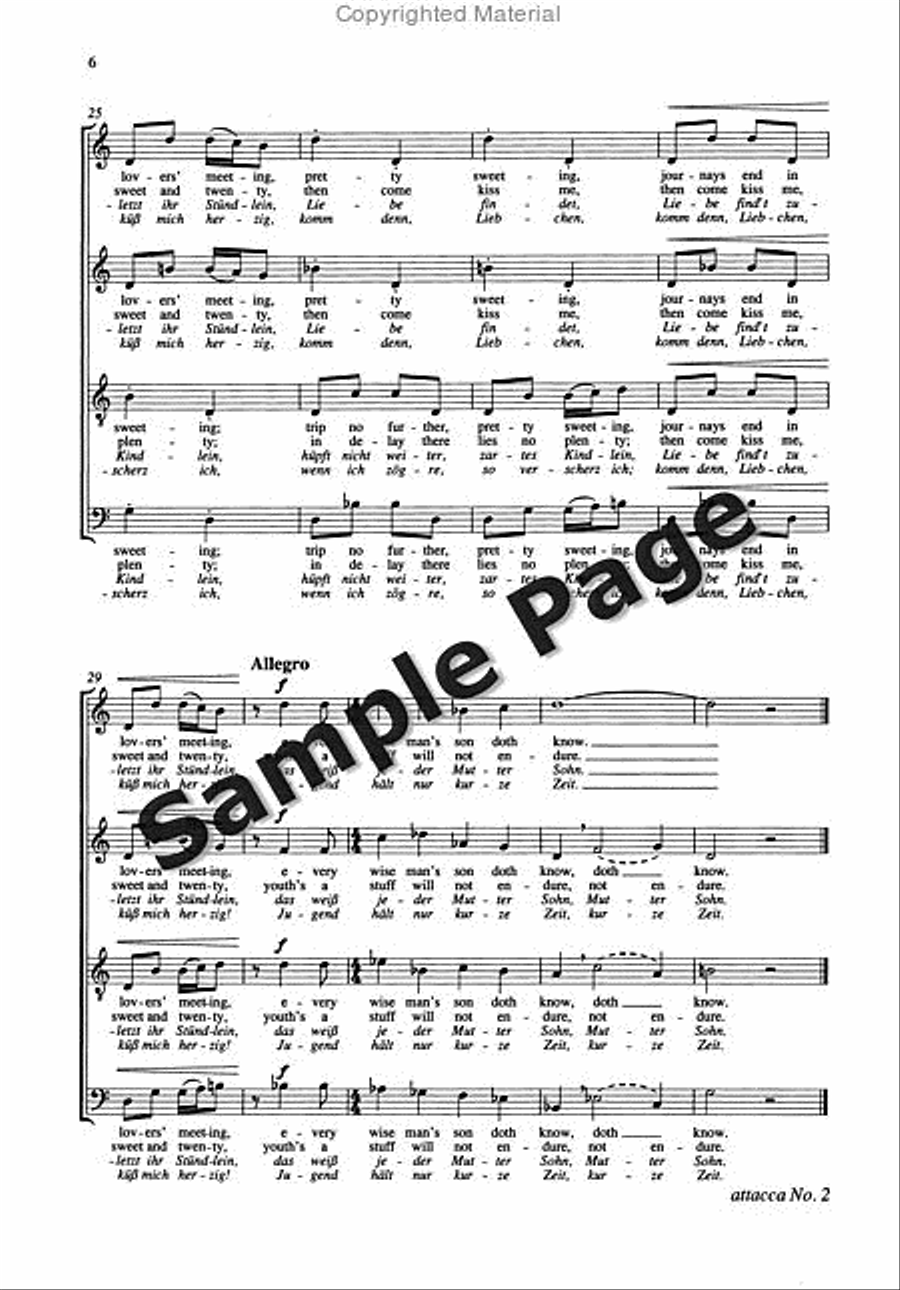 Songs 7 Shakespeare Comedies#1-2 4-Part scores gallery preview page 7