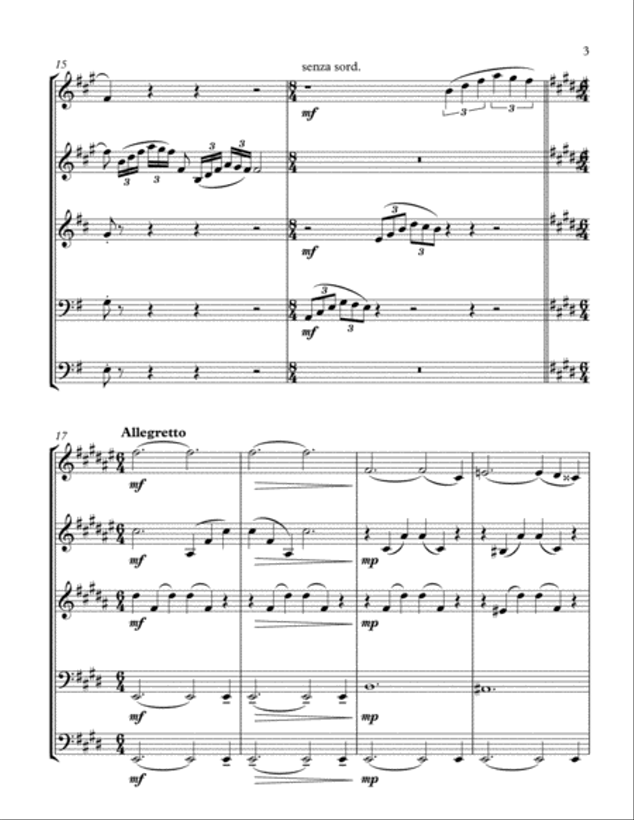 RIMSKY KORSAKOV. 1844-1908 SCHEHERAZADA SUITE - BRASS QUINTET arrenged by KHUUSHAAN BATZAYA Brass Quintet scores gallery preview page 3