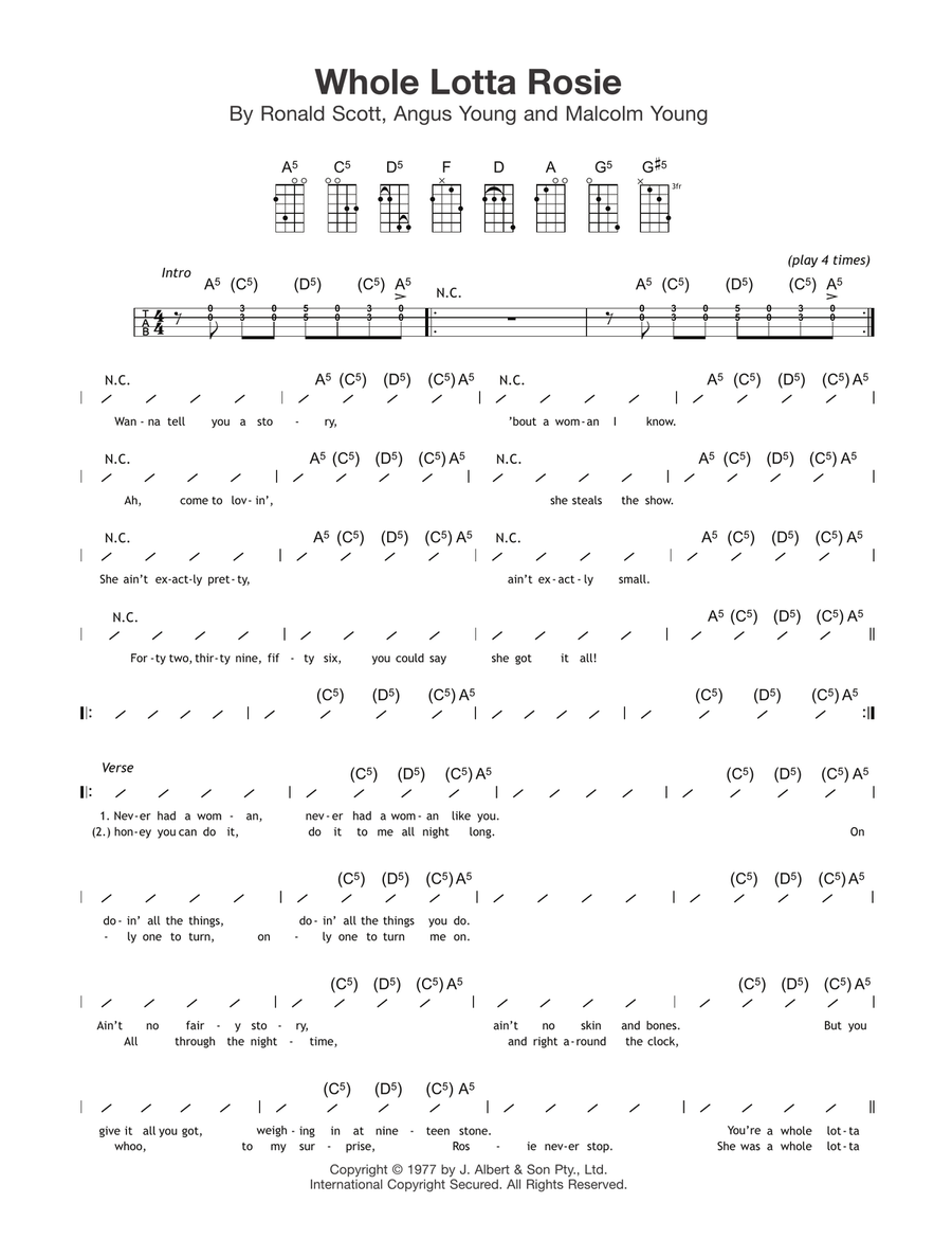 Whole Lotta Rosie Ukulele scores gallery preview page 1