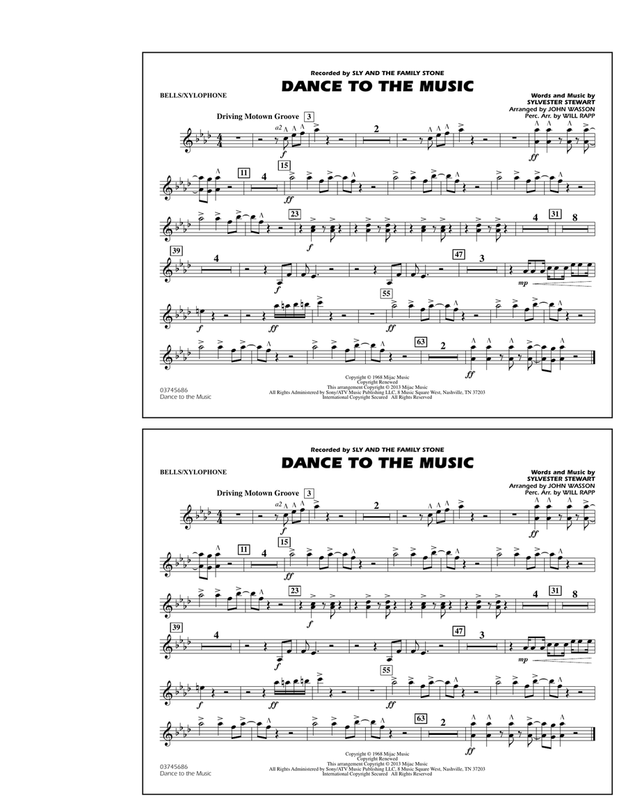 Dance To The Music - Bells/Xylophone Marching Band scores gallery preview page 1