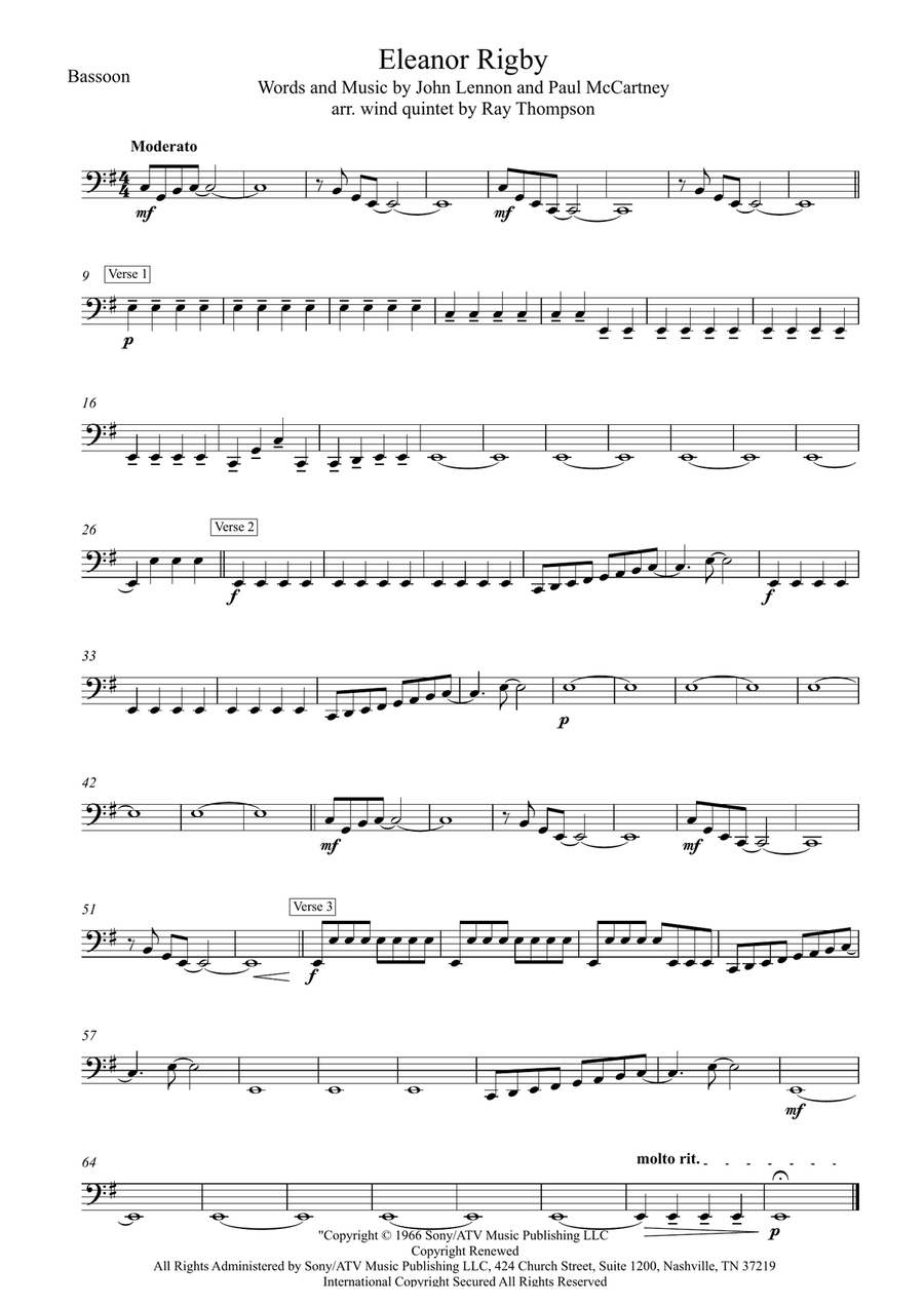Eleanor Rigby Woodwind Quintet scores gallery preview page 5