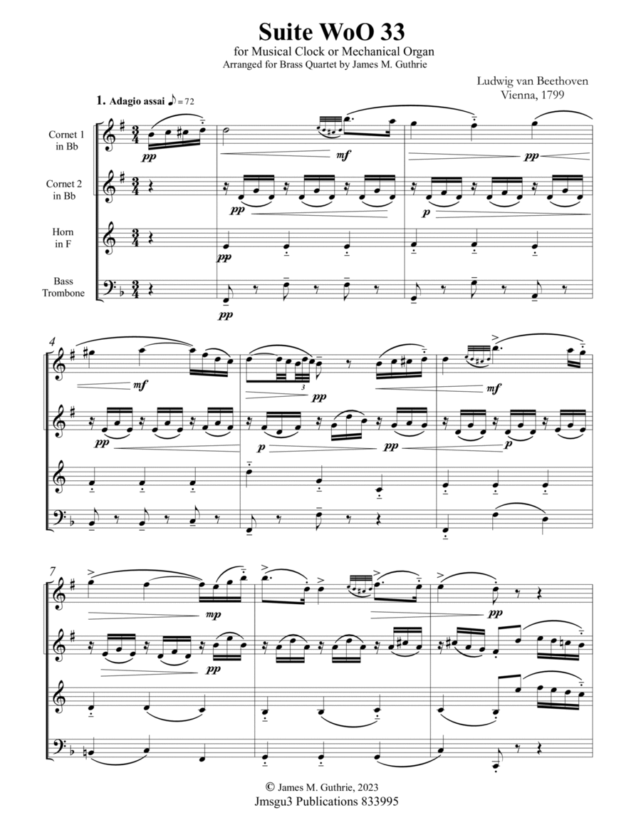 Beethoven: Suite WoO 33 for Brass Quartet image number null