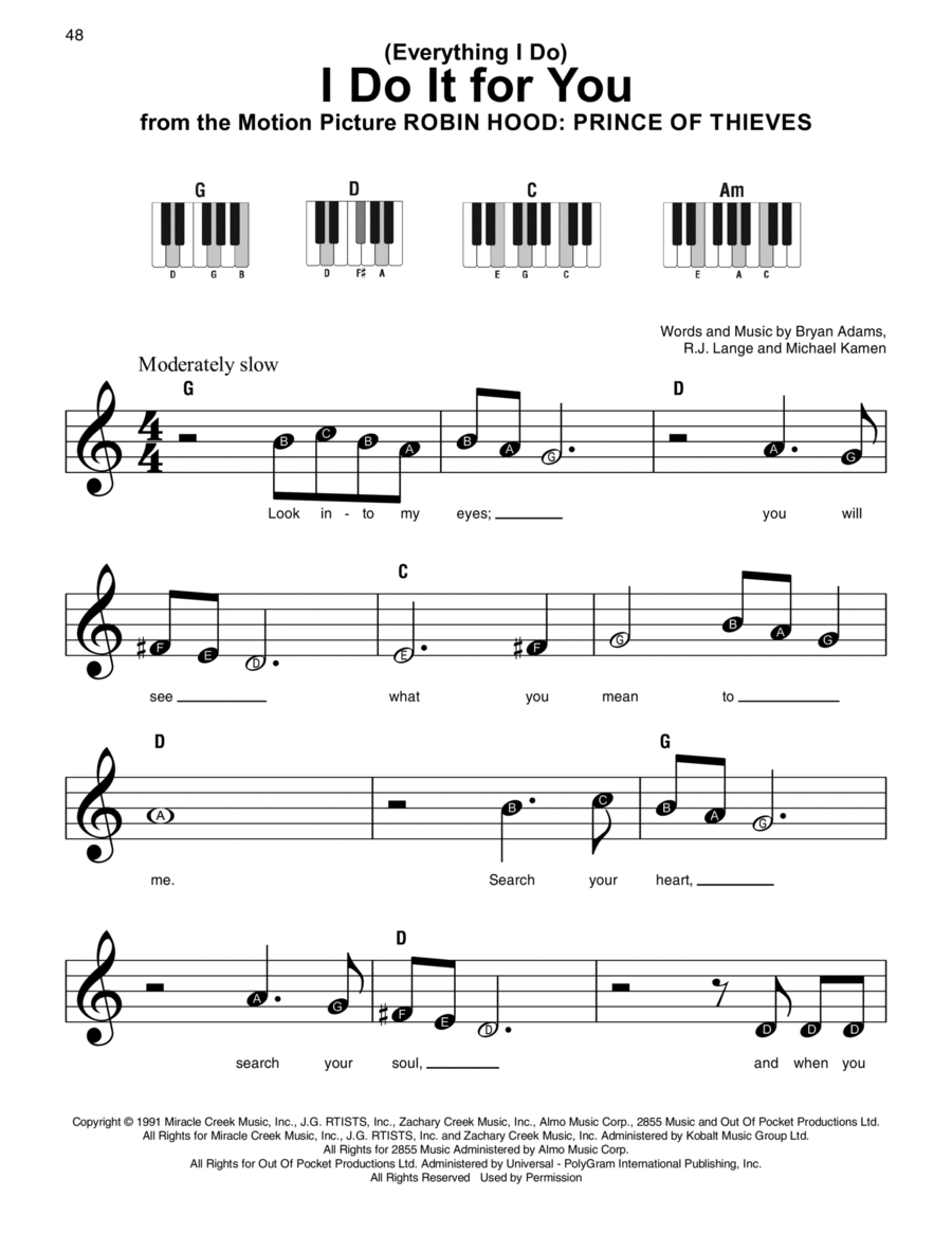(Everything I Do) I Do It For You Easy Piano scores gallery preview page 1