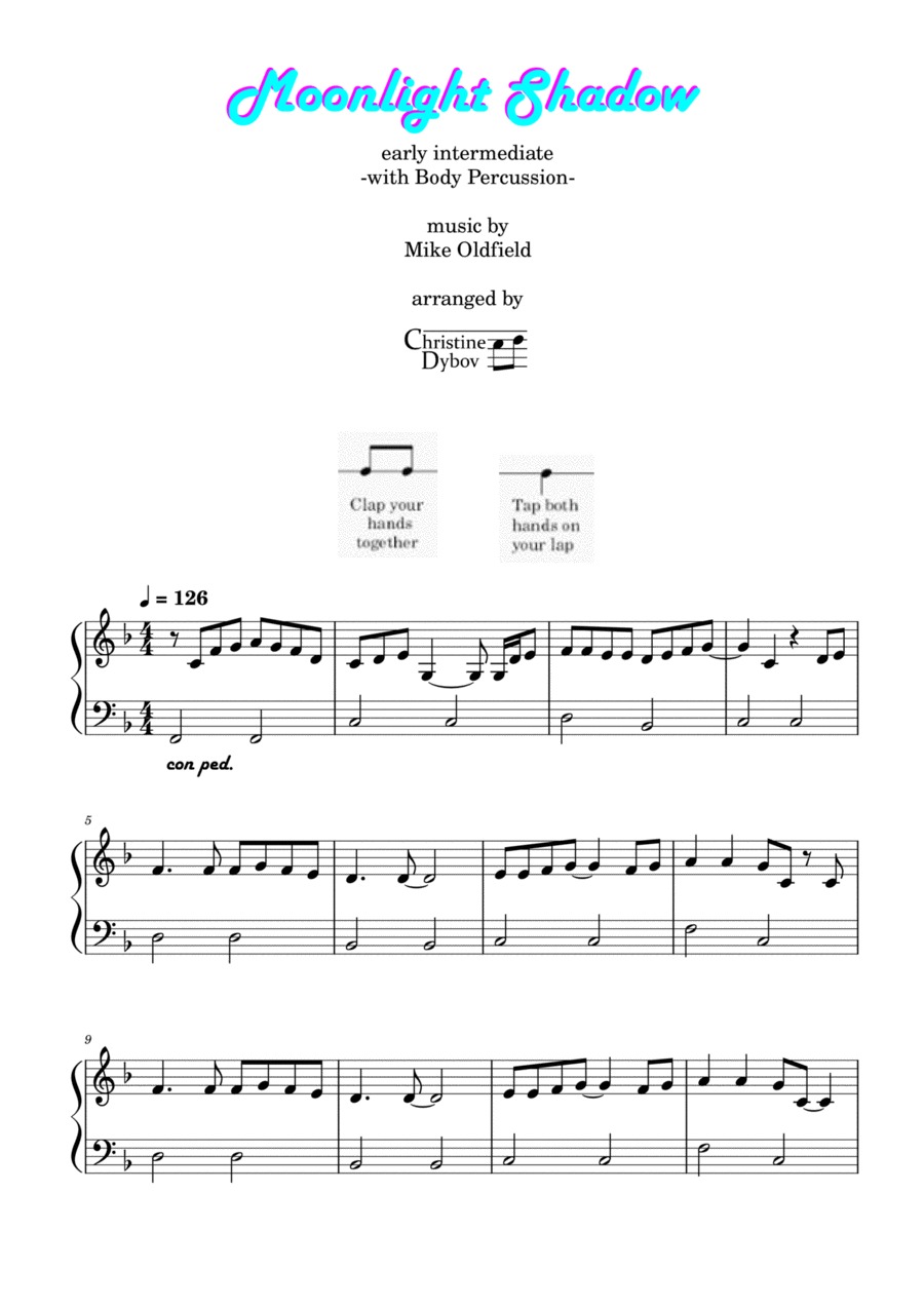 Moonlight Shadow Piano Solo scores gallery preview page 1