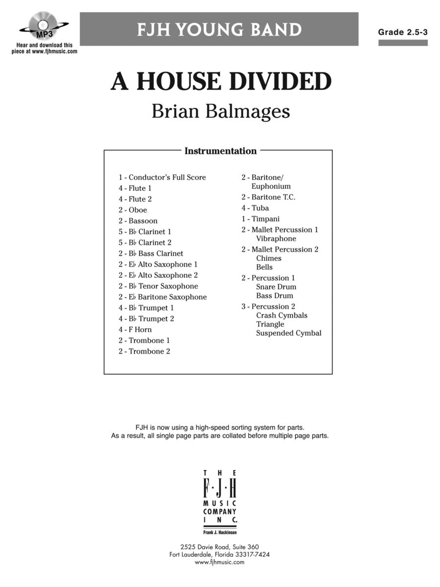 A House Divided: Score Concert Band scores gallery preview page 1
