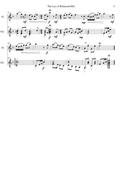 Lass of Richmond Hill for (medium difficulty) flute and guitar image number null