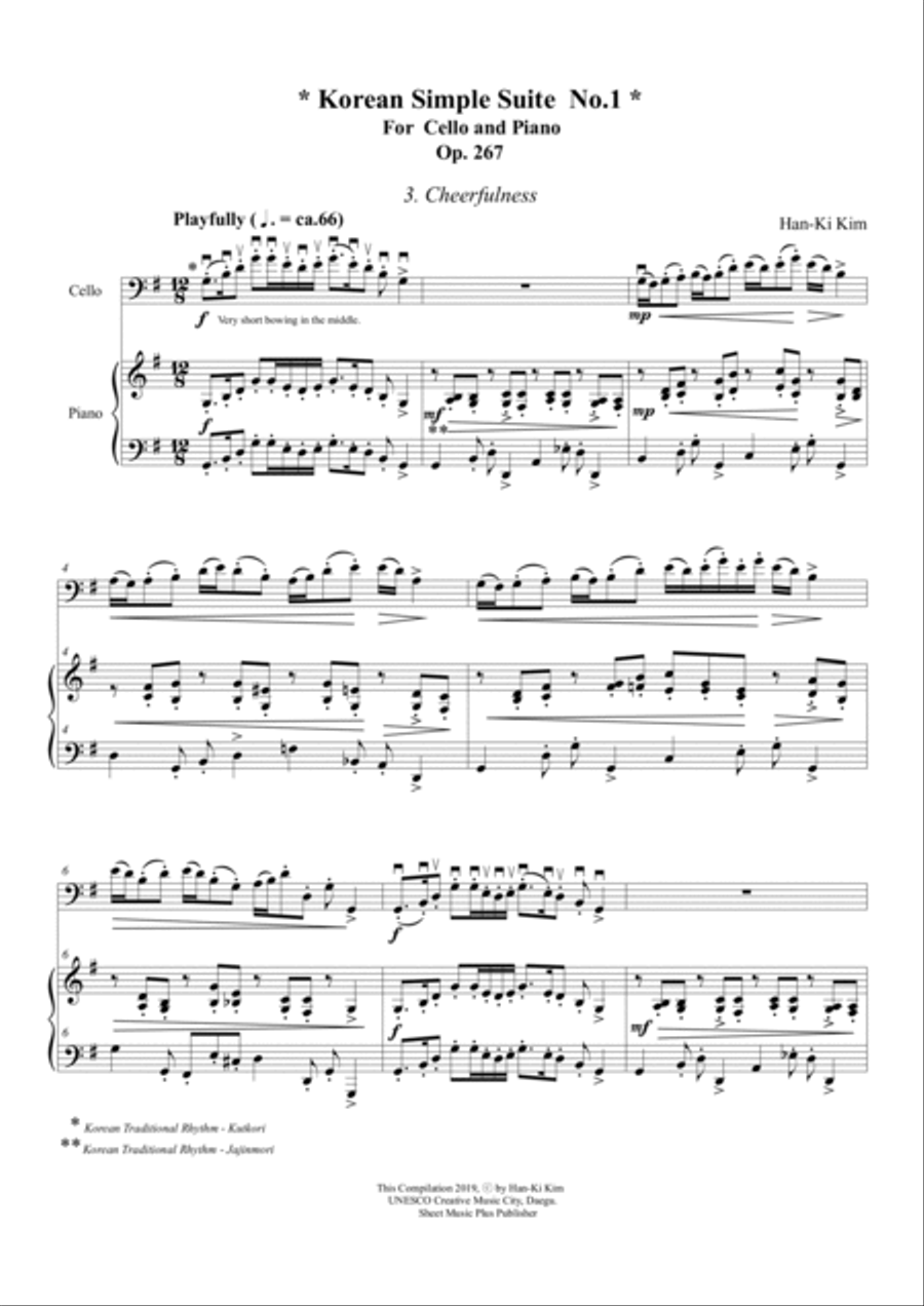 Korean Simple Suite No.1 (For Cello and Piano) Piano scores gallery preview page 6
