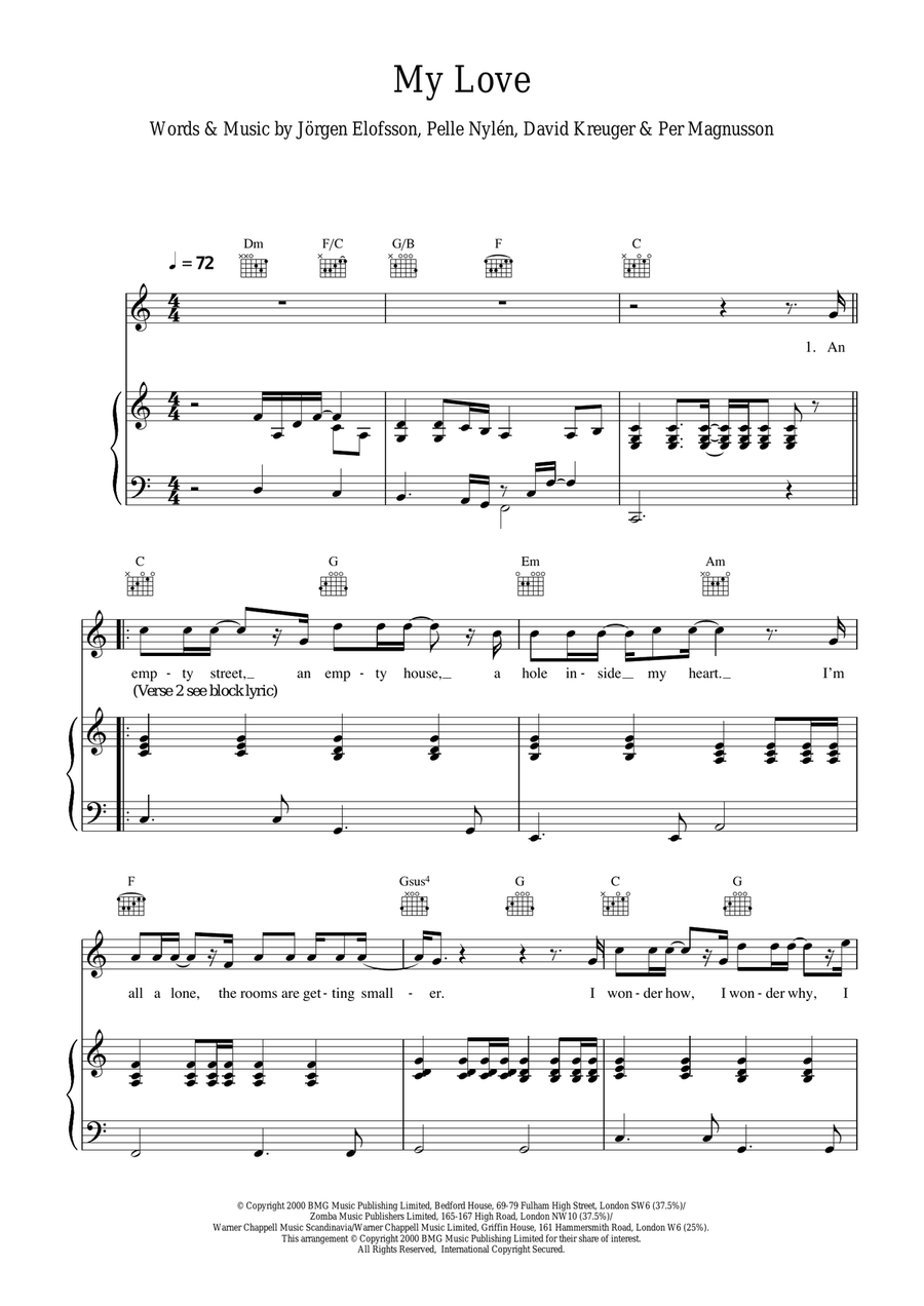 My Love Piano, Vocal, Guitar scores gallery preview page 1