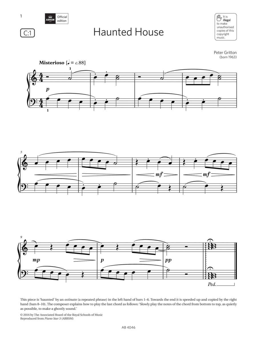 Haunted House (Grade Initial, list C1, from the ABRSM Piano Syllabus 2023 & 2024) Piano Method scores gallery preview page 1