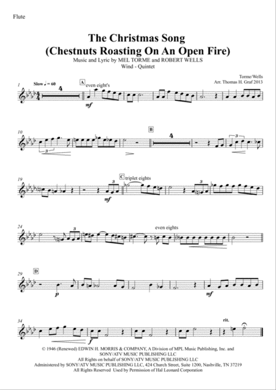 The Christmas Song (Chestnuts Roasting On An Open Fire) Woodwind Quintet scores gallery preview page 4