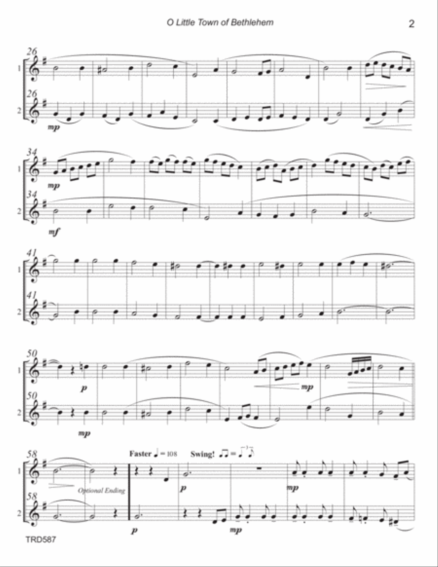 O LITTLE TOWN OF BETHLEHEM - TRUMPET DUET (unaccompanied) Trumpet Duet scores gallery preview page 2