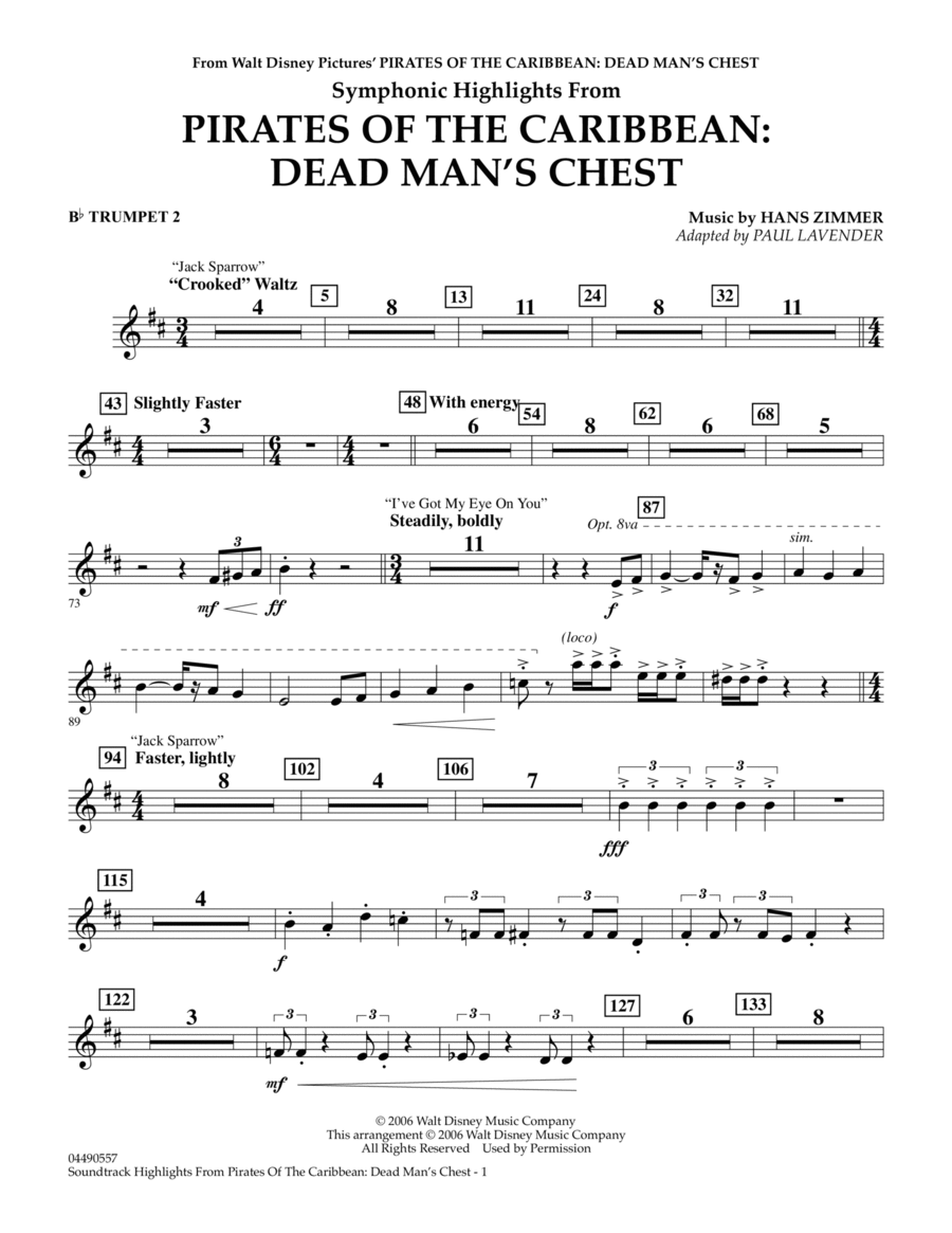Soundtrack Highlights from Pirates Of The Caribbean: Dead Man's Chest - Bb Trumpet 2