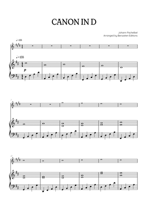 Pachelbel Canon in D • clarinet sheet music with piano accompaniment