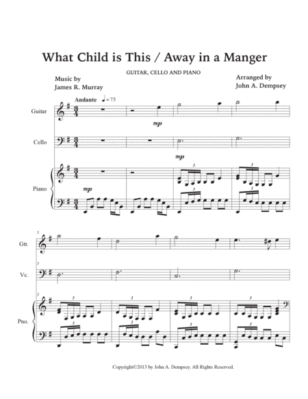 Christmas Medley (What Child is This / Away in a Manger): Trio for Guitar, Cello and Piano image number null