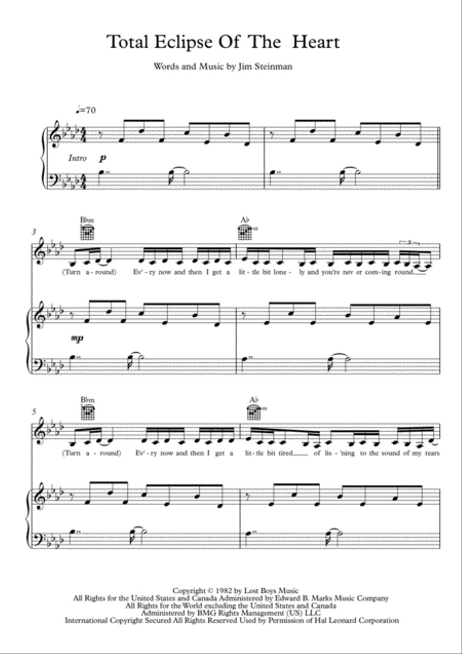 Total Eclipse Of The Heart Voice scores gallery preview page 1