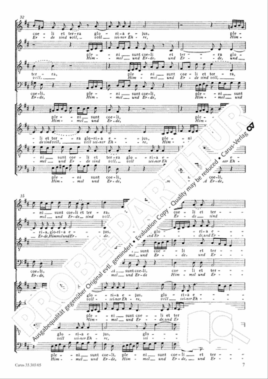 Sanctus in D major (Heilig) 4-Part scores gallery preview page 8