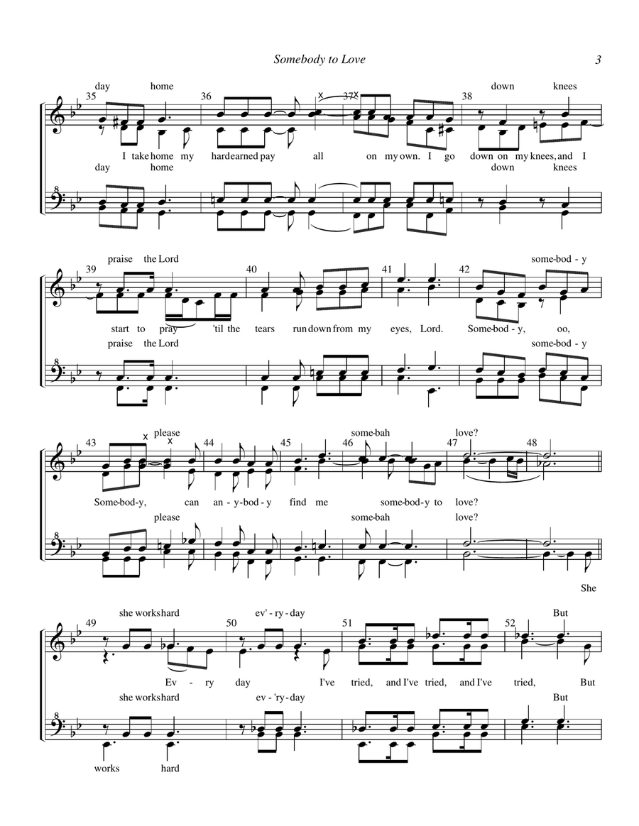 Somebody To Love SSAA scores gallery preview page 3