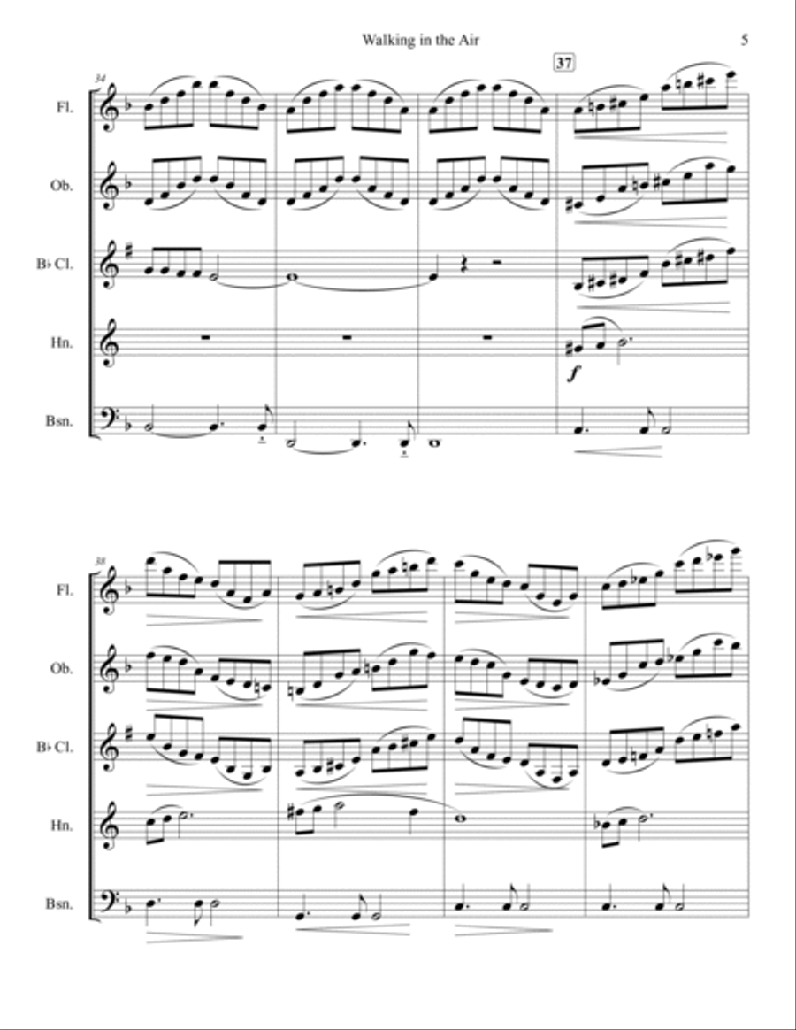 Walking In The Air Woodwind Quintet scores gallery preview page 5